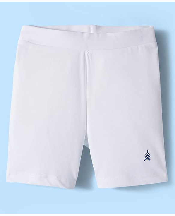 Pine Kids Cotton Lycra Knit Above Knee Length Solid Cycling Shorts Pack of 3 - White
