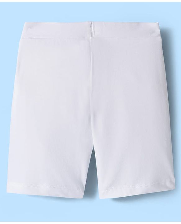 Pine Kids Cotton Lycra Knit Above Knee Length Solid Cycling Shorts Pack of 3 - White