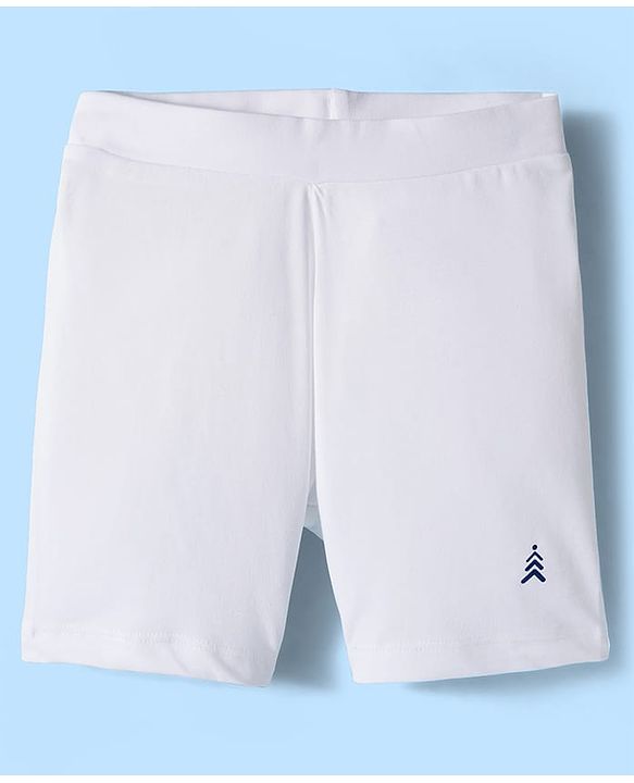 Pine Kids Cotton Lycra Knit Above Knee Length Solid Cycling Shorts Pack of 3 - White