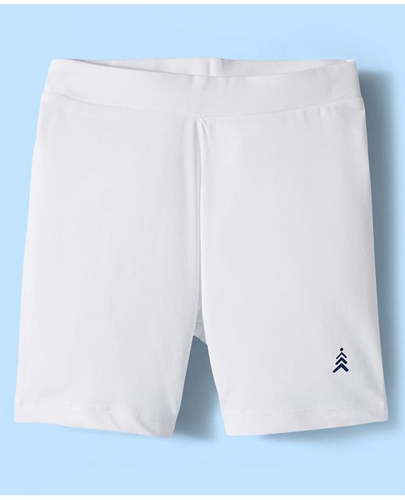 Pine Kids Cotton Lycra Knit Above Knee Length Solid Cycling Shorts Pack of 3 - White