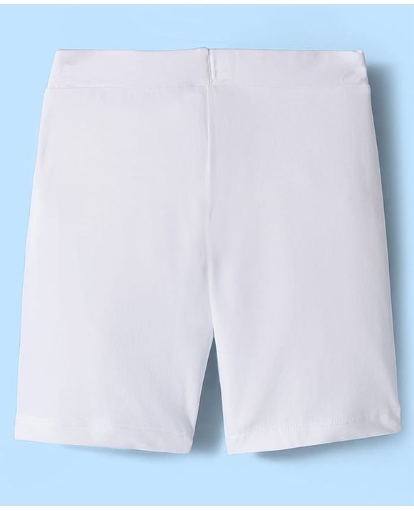Pine Kids Cotton Lycra Knit Above Knee Length Solid Cycling Shorts Pack of 3 - White