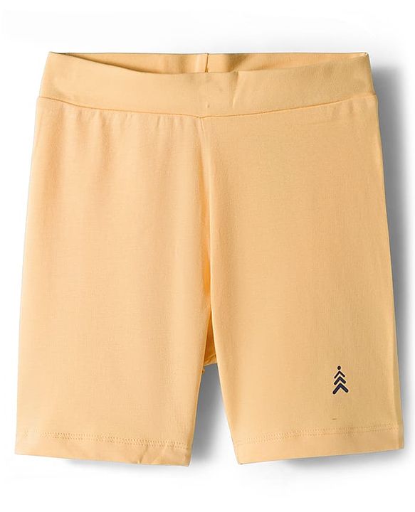 Pine Kids Cotton Lycra Knit Above Knee Length Solid Cycling Shorts Pack of 3 - Tan