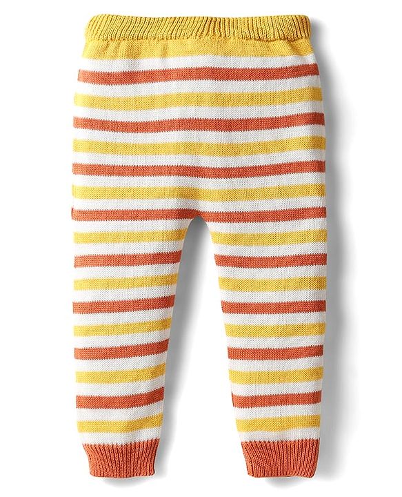 Babyhug Organic Cotton Knit Full Sleeves Vehicles Embroidered Pullover Sweater Set With Stripes & Cap - Mustard