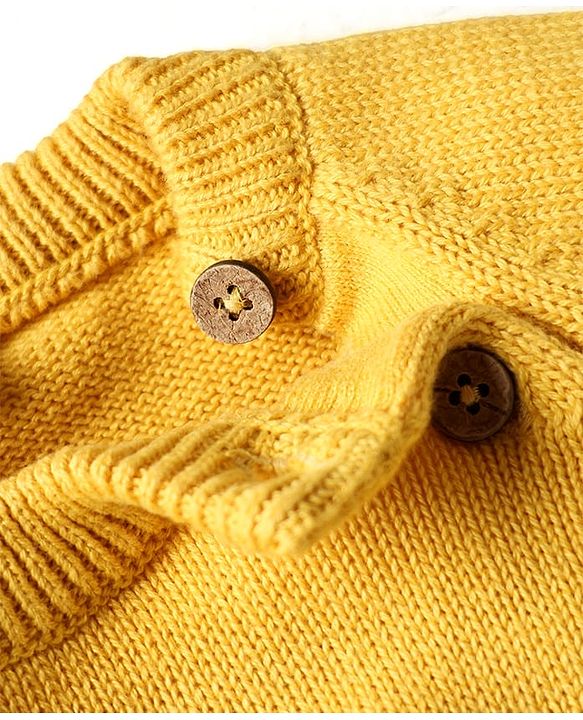 Babyhug Organic Cotton Knit Full Sleeves Vehicles Embroidered Pullover Sweater Set With Stripes & Cap - Mustard