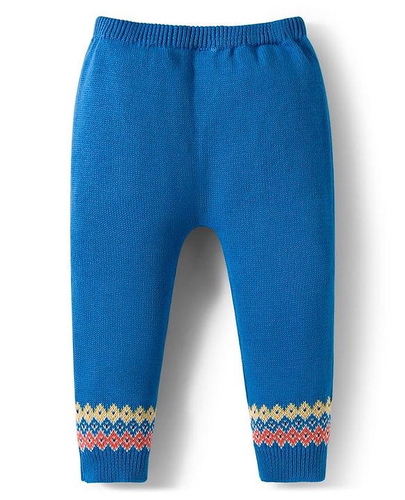 Babyhug Organic Cotton Knitted Full Raglan Sleeves Sweater Set With Fox Design & Cap - Blue