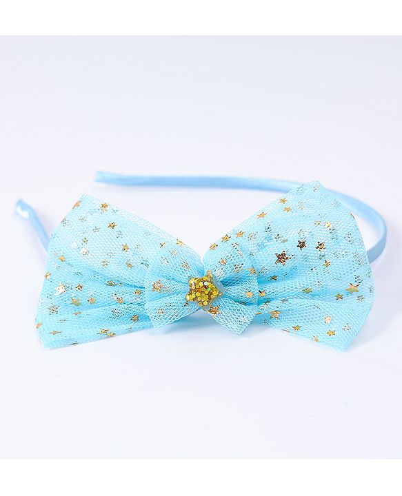 Pine Kids Hair Accessories Combo Set With Bow Applique Free Size Pack of 6 - Aqua Blue