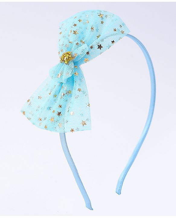 Pine Kids Hair Accessories Combo Set With Bow Applique Free Size Pack of 6 - Aqua Blue