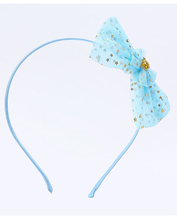 Pine Kids Hair Accessories Combo Set With Bow Applique Free Size Pack of 6 - Aqua Blue