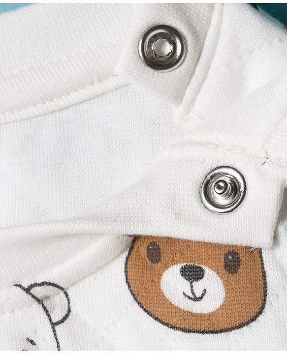 Babyhug Quilted Knit Full Sleeves Winter Wear Co-ords Night Suit With Bear Print - White