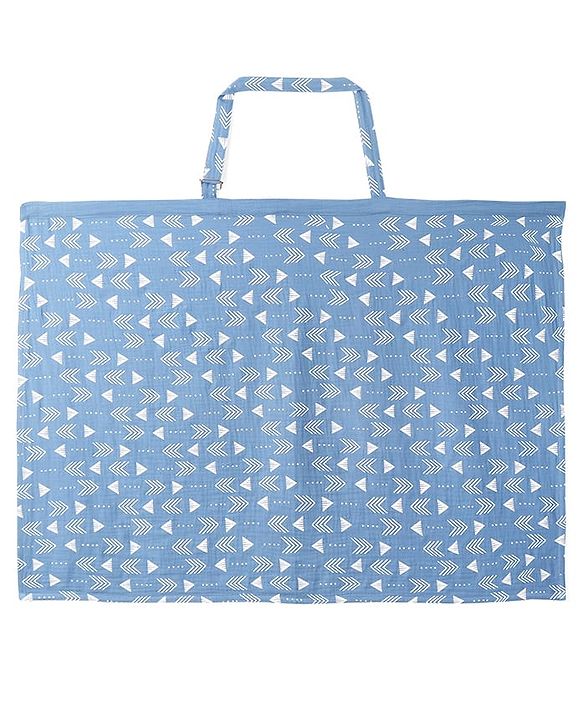Babyhug Cotton Nursing Cover For Breast Feeding Apron - Blue| Travel-Friendly| Machine Washable| Soft Breathable Fabric| Stylish & Discreet for Feeding & Breast Pump Use