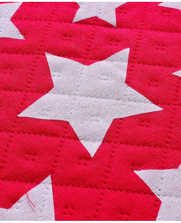 Babyhug Quilted Knit Full Sleeves Co-Ord Winter Night Suit With Star Print - Red