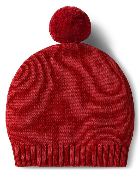 Babyhug Organic Cotton Knit Full Raglan Sleeves Striped Pullover Sweater Set with Cap & Fox Patch Detailing - Red