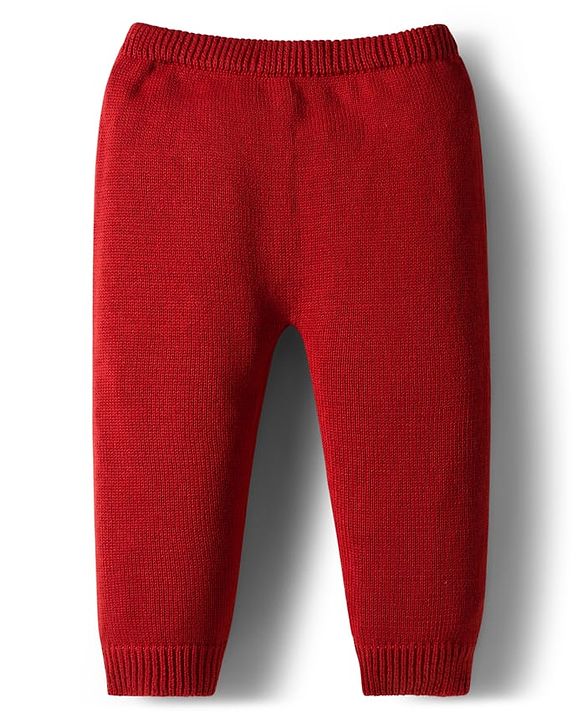Babyhug Organic Cotton Knit Full Raglan Sleeves Striped Pullover Sweater Set with Cap & Fox Patch Detailing - Red