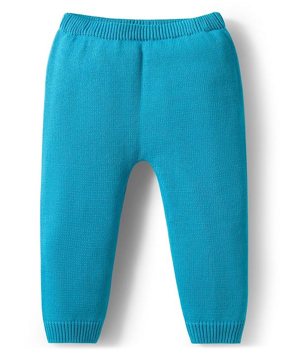 Babyhug Knit Full Sleeves Sweater Set With Animal Embriodery & Cap - Blue