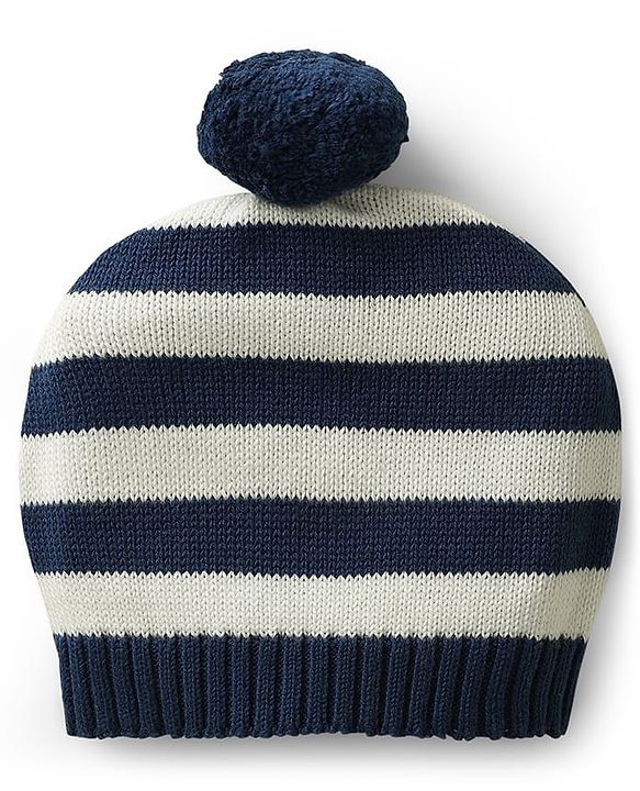 Babyhug Organic Cotton Knit Full Raglan Sleeves Pullover Striped Sweater Set with Cap & Patch Detailing - Navy Blue & Green