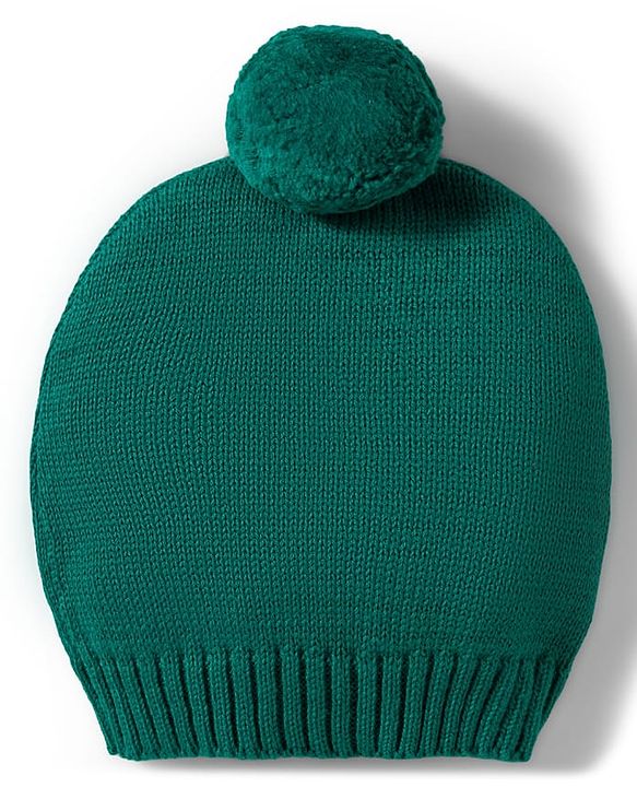Babyhug Organic Cotton Knitted Full Sleeves Sweater Set With Deer Design & Cap - Green