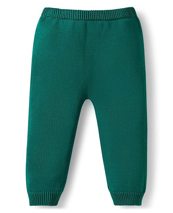 Babyhug Organic Cotton Knitted Full Sleeves Sweater Set With Deer Design & Cap - Green