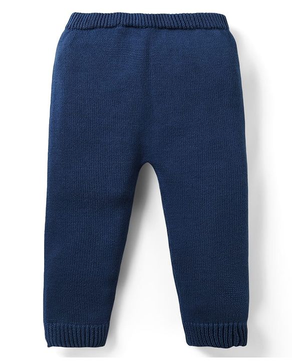 Babyhug Organic Cotton Knit Full Sleeves Sweater Sets with Cap & Tiger Design - Navy Blue