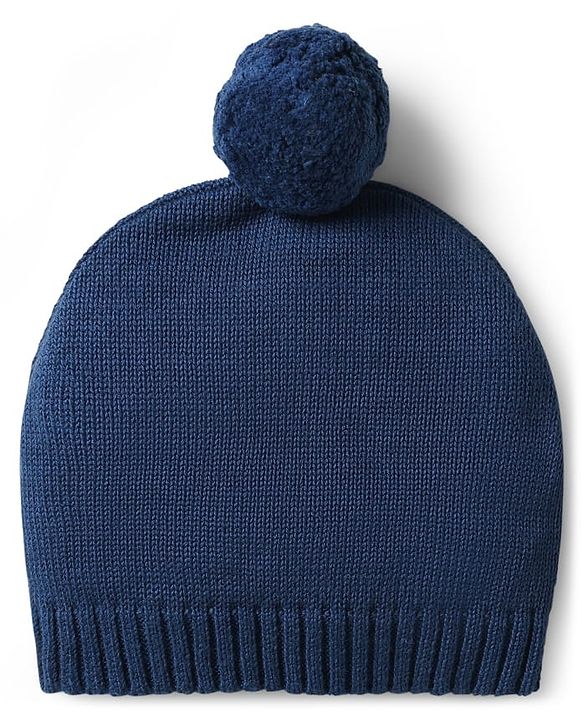Babyhug Organic Cotton Knit Full Sleeves Sweater Sets with Cap & Tiger Design - Navy Blue