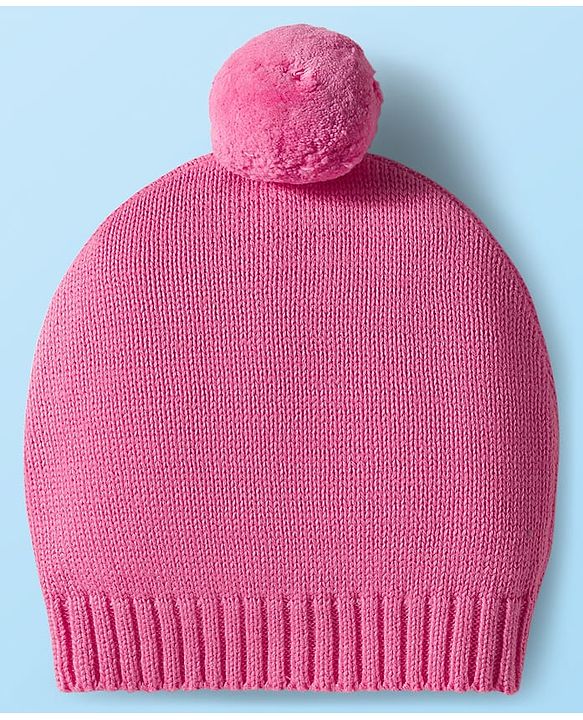 Babyhug Organic Cotton Knit Full Sleeves Front Open Sweater Set with Cap & Butterfly Design - Pink