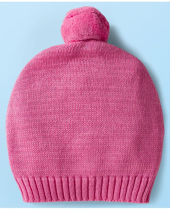Babyhug Organic Cotton Knit Full Sleeves Front Open Sweater Set with Cap & Butterfly Design - Pink