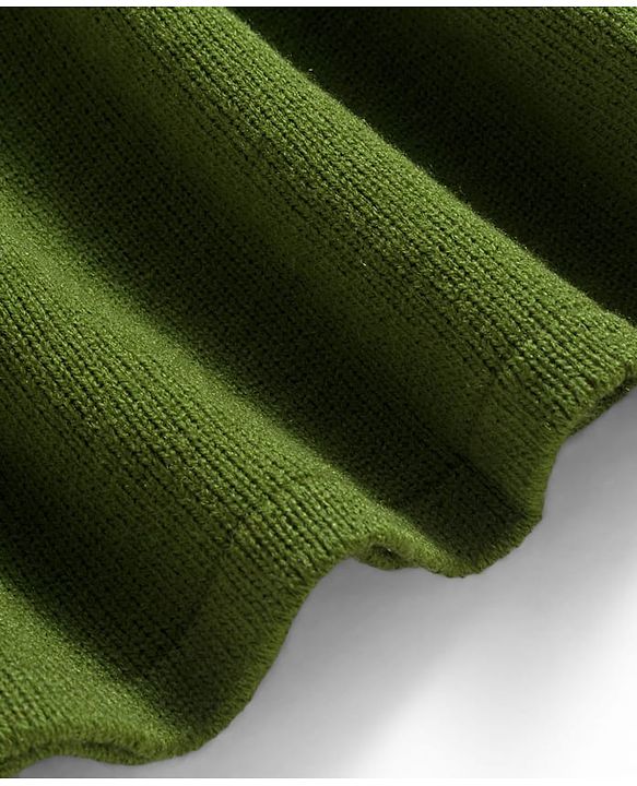 Pine Kids Knitted Full Sleeves Solid Woollen Dress - Olive Green