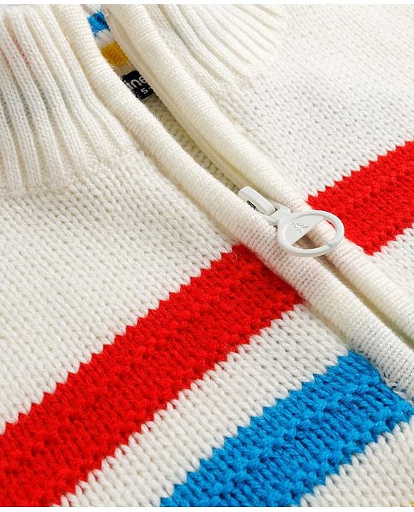 Pine Kids Knitted Full Sleeves Pullover Sweater With Cable Knit Design - White