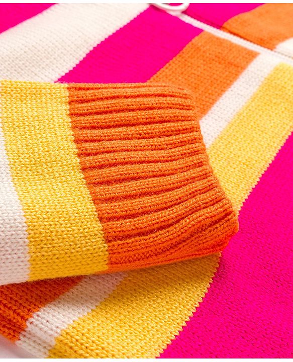 Pine Kids Knit Full Sleeves Hooded Front Open Sweater with Vest & Stripes - Multicolor