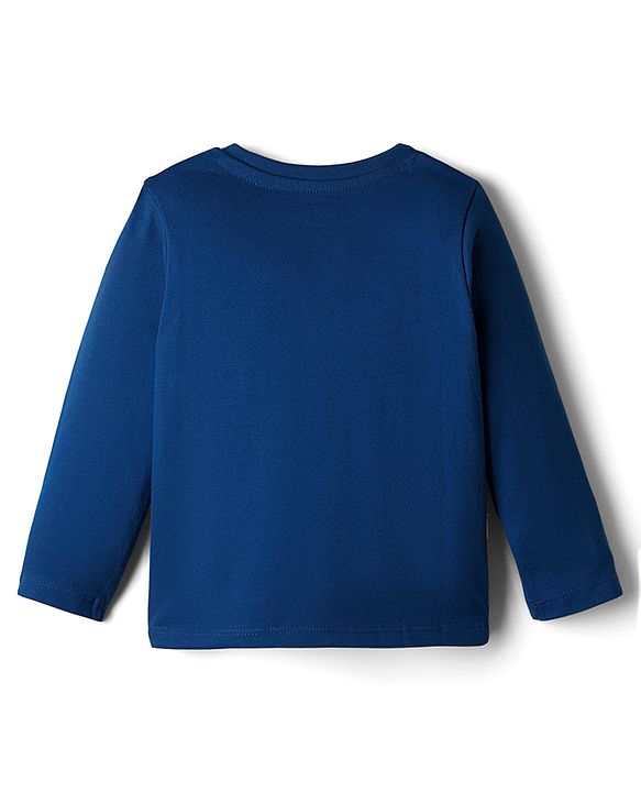 Babyhug 100% Cotton Knit Full Sleeves T-Shirt With Dino Print - Navy Blue