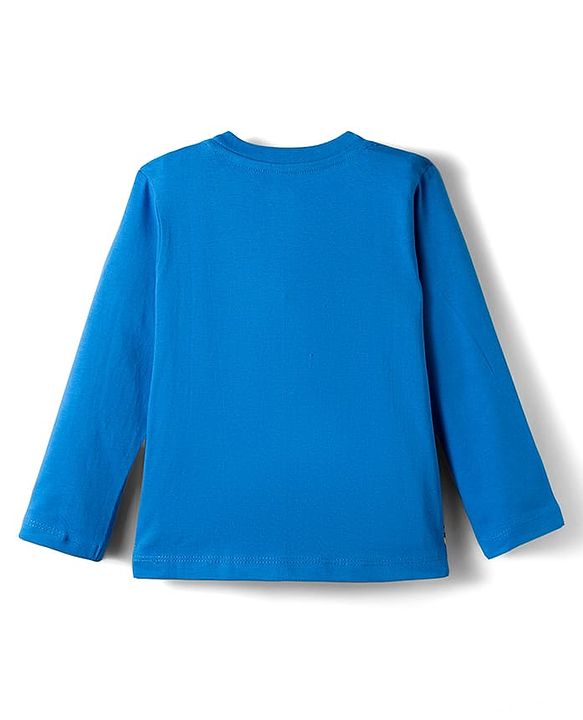 Babyhug 100 % Cotton Knit Full Sleeves T-Shirt with Giraffe Print - Blue