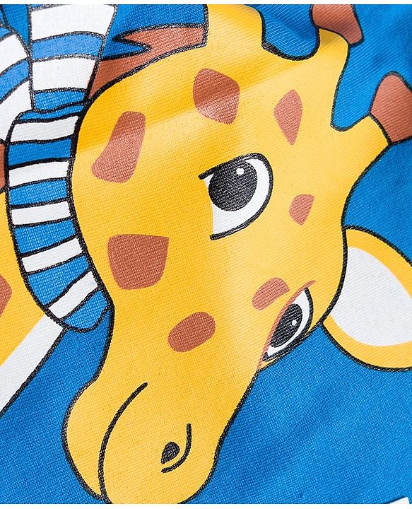 Babyhug 100 % Cotton Knit Full Sleeves T-Shirt with Giraffe Print - Blue