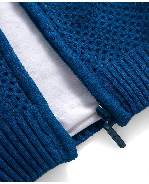 Pine Kids Knit Full Sleeves Front Open Sweater With Inner Tee & Number Print - Blue