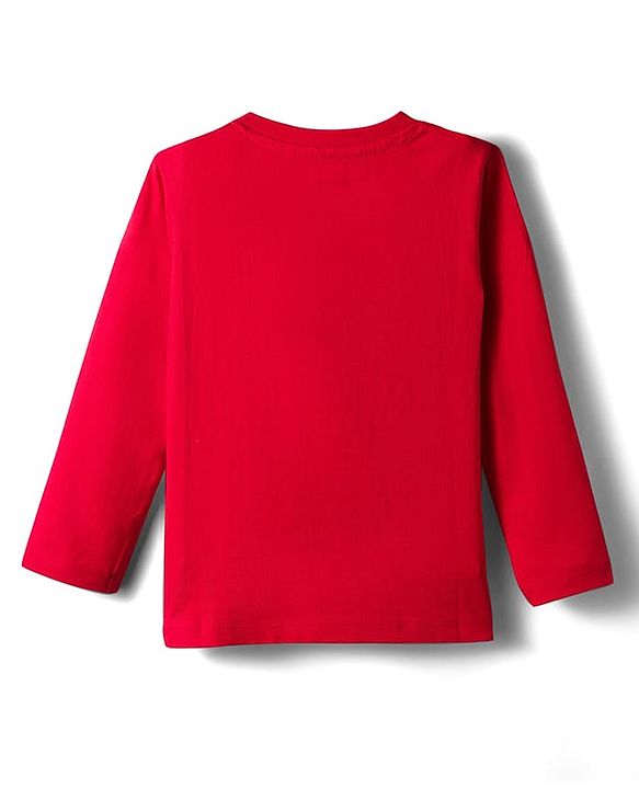 Babyhug 100 % Cotton Knit Full Sleeves T-Shirt with Lion Print - Red