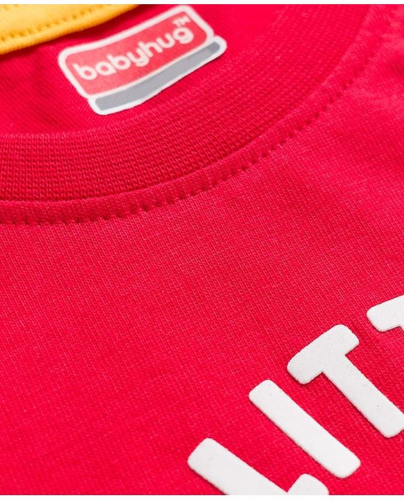 Babyhug 100 % Cotton Knit Full Sleeves T-Shirt with Lion Print - Red