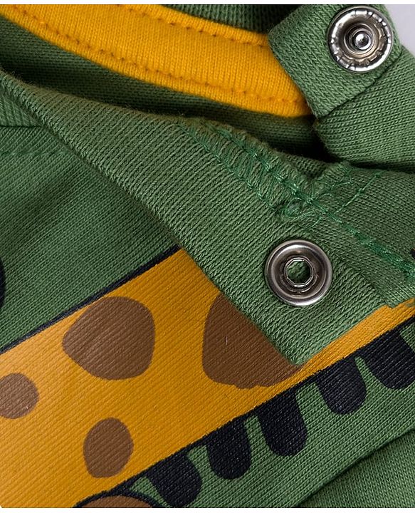 Babyhug 100% Cotton Knit Full Sleeves T-Shirt with Giraffe Print - Green