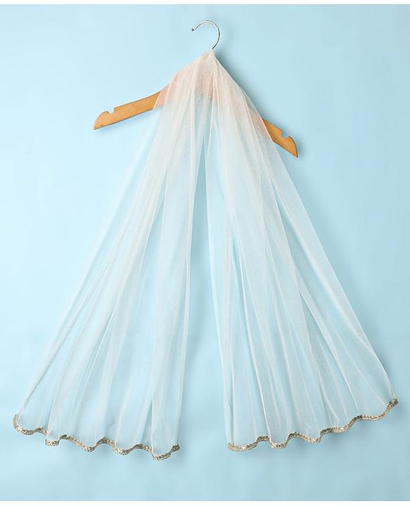 Babyhug South Cotton Woven Frill Sleeves Floral Embroidered Choli & Lehenga Set With Dupatta - Off White