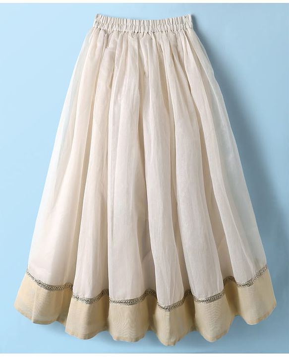Babyhug South Cotton Woven Sleeveless Floral Embroidered Choli & Lehenga Set With Dupatta - Off White