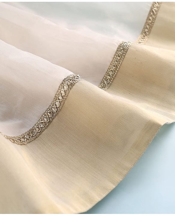 Babyhug South Cotton Woven Sleeveless Floral Embroidered Choli & Lehenga Set With Dupatta - Off White