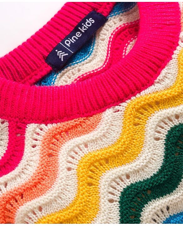Pine Kids Knitted Full Sleeves Striped Pullover Sweater - Multicolor