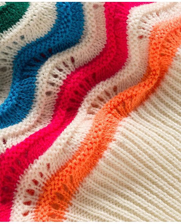 Pine Kids Knitted Full Sleeves Striped Pullover Sweater - Multicolor