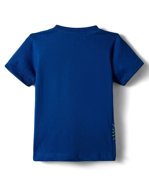 Babyhug 100 % Cotton Knit Half Sleeves T-Shirt with Giraffe & Crocodile Print - Navy Blue