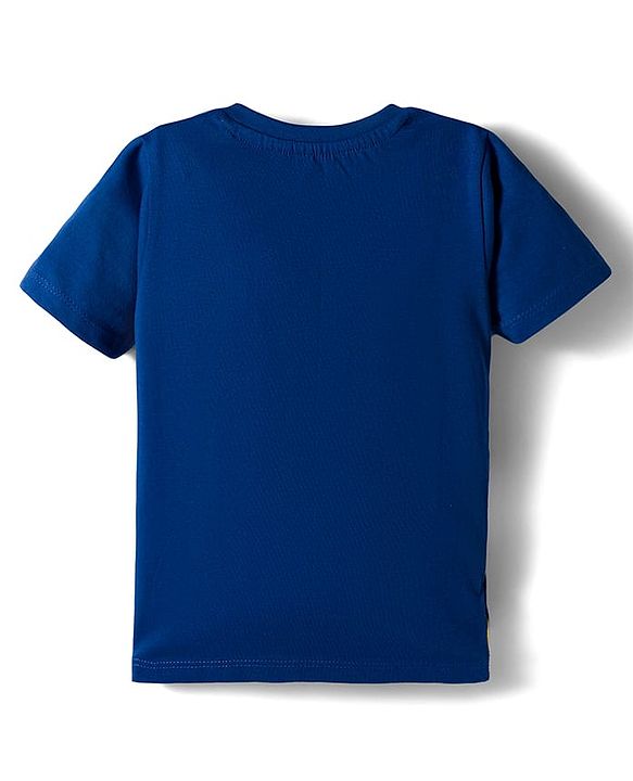 Babyhug 100 % Cotton Knit Half Sleeves T-Shirt with Animal Print - Navy Blue