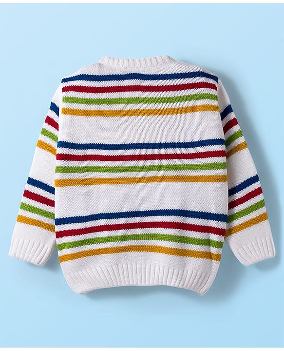 Babyhug Knit Full Sleeves Striped Pullover Sweater Set - Multicolor