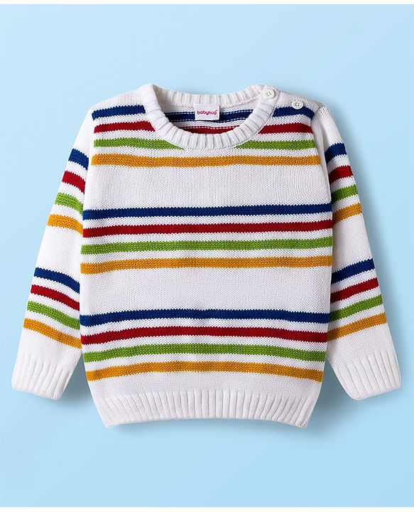 Babyhug Knit Full Sleeves Striped Pullover Sweater Set - Multicolor