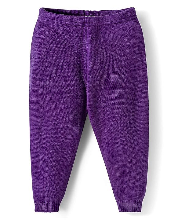 Babyhug Knitted Full Sleeves Hooded Sweater Set With Geometric Design - Purple