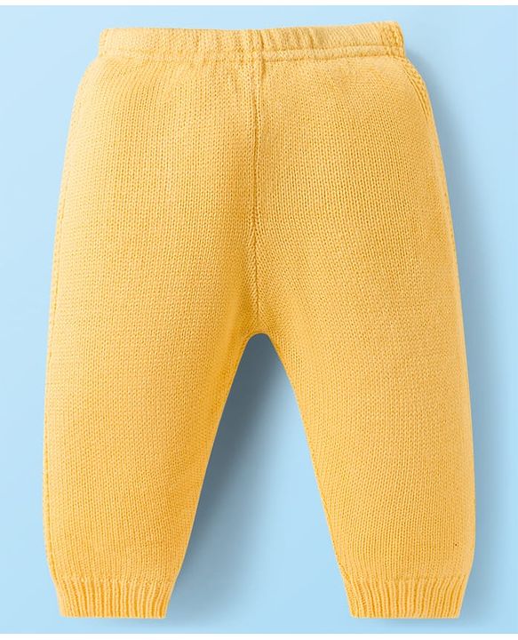 Babyhug Knit Full Raglan Sleeves Front Open Hooded Sweater Set with Color Block - Blue