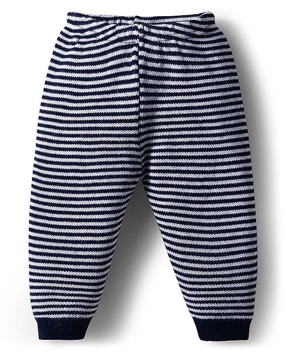 Babyhug Knit Full Sleeves Striped Sweater Set - Navy Blue