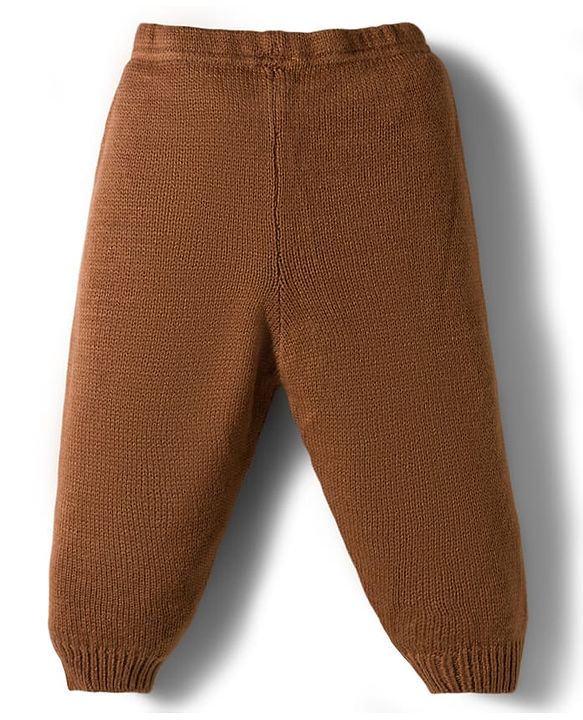 Babyhug Knit Full Sleeves Sweater Set With Stripes - Brown