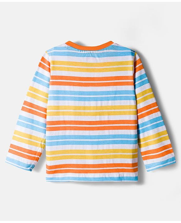 Babyhug 100% Cotton Knit Full Sleeves Striped & Dino Printed T-Shirts Pack of 3 - Multicolor