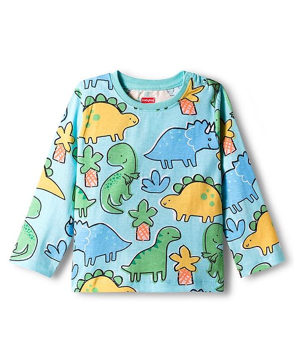 Babyhug 100% Cotton Knit Full Sleeves Striped & Dino Printed T-Shirts Pack of 3 - Multicolor